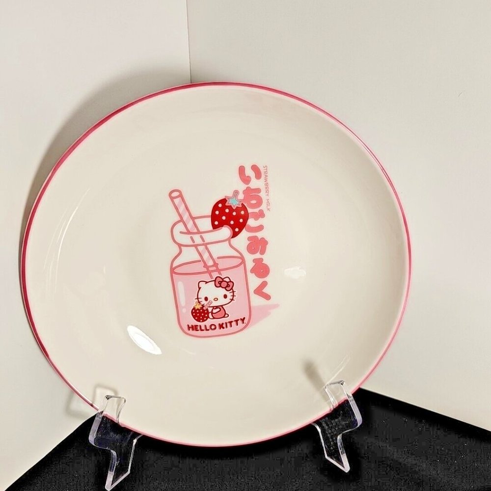 Sanrio Hello Kitty Strawberry Milk Pasta Soup 9" Bowl - HTF - 2 Bowls